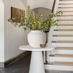 Oakrain Large Rustic Minimalist Vase, 11" Distressed Round Floor Vase for Home Decor, Farmhouse Decorative Centerpieces for Living Room Bedroom, Vintage White