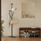 Coat Rack Stand, Freestanding Metal Coat Rack with Sturdy Marble Base, Modern Standing Coat Rack Tree with 8 Hooks for Entryway, Bedroom, Office & Hallway, Space-Saving Design, Black, 68.9 Inches Tall