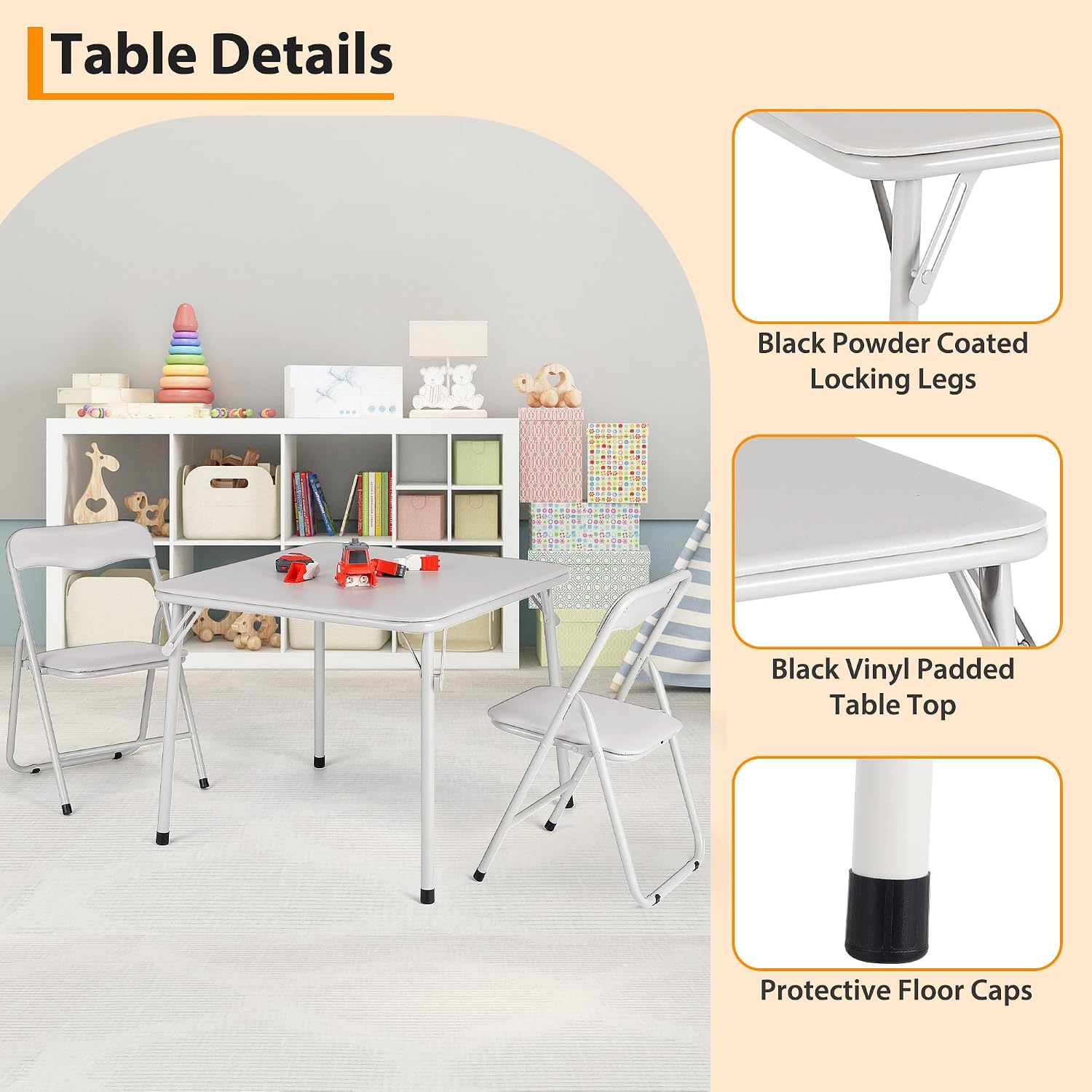 Metal Folding Card Table and Chair Set of, Leather Padded Folding Chairs with Comfortable Cushion and Durable Steel Frame, Modern Square Table for Dining Room, Small Spaces