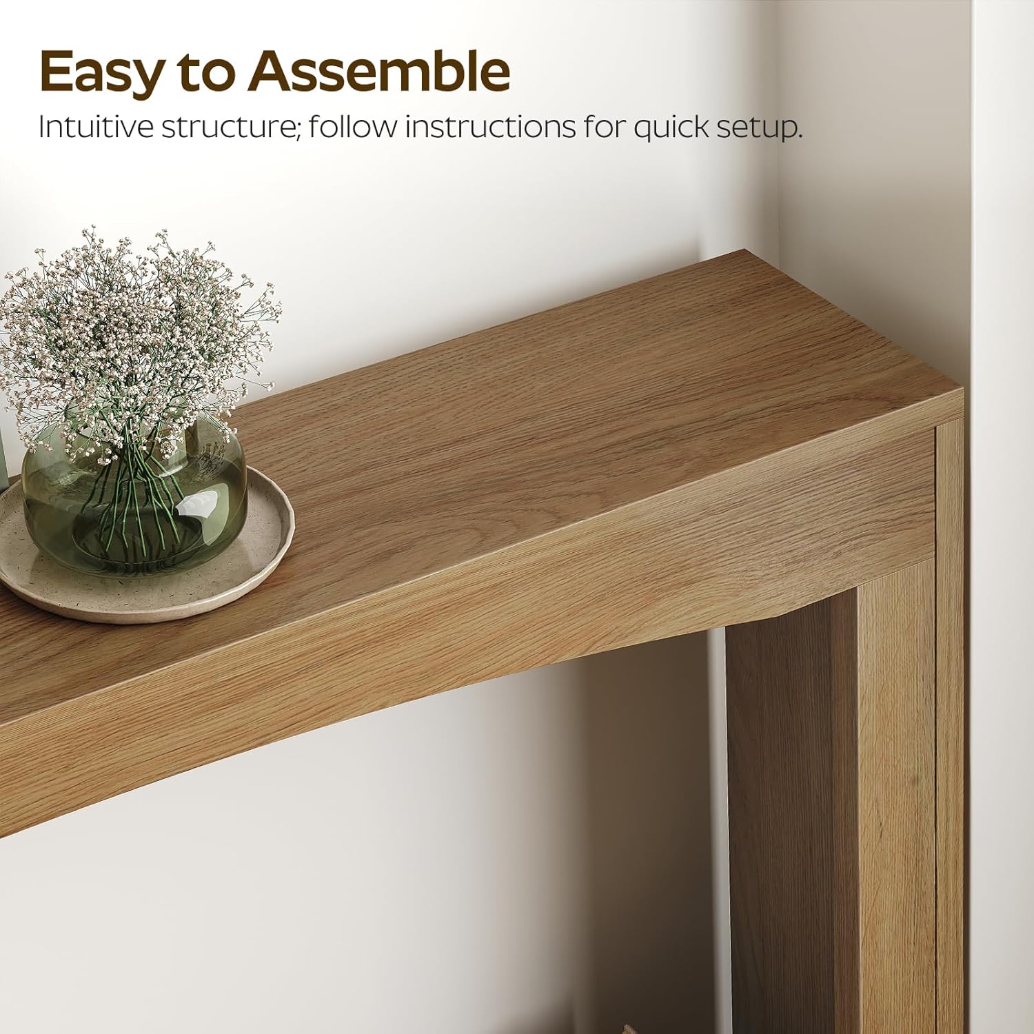 YATINEY Narrow Console Table, 5.9'' Thin Entryway Table, Behind Couch Table for Small Spaces, Small Farmhouse Hallway Table, for Living Room, Hallway, Foyer, Light Walnut CT19VV