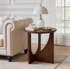 Aibiju End Table, Natural Wood End Table, 2-Piece Side Table, 100% Solid Wood Rustic Center Table, Simple Accent Table for Living Room, Walnut RF-ZY5084-2