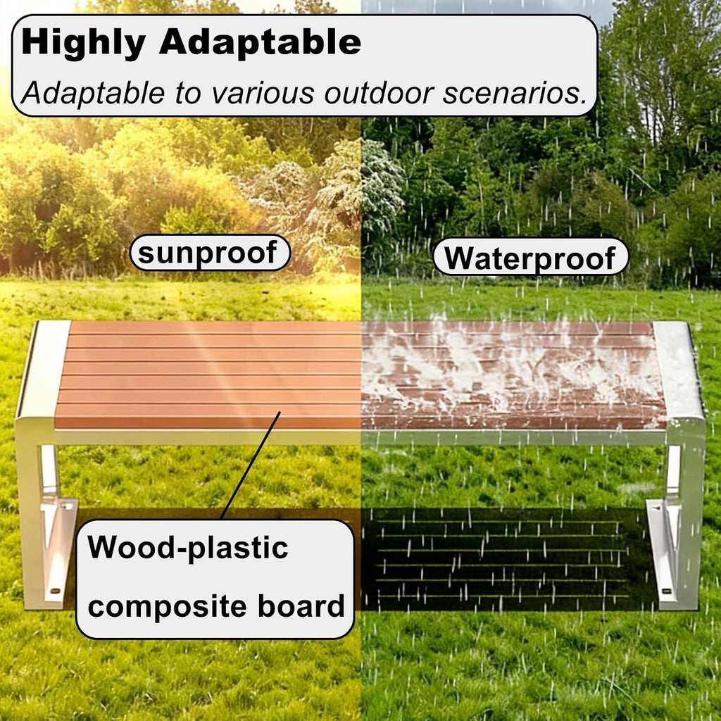 Metal Bench Outdoor, Double Garden Bench, 201 Stainless Steel Frame, Suitable for Parks, Terraces, Lawns, Courtyards, and Entrances, 1700lbs(120x40x45cm/47x16x18in)