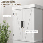 72" Tall Kitchen Pantry Storage Cabinet, Farmhouse Freestanding Sideboard Utility Cupboard Large Hutch Cabinets with 4 Barn Doors, Drawer and Adjustable Shelves, White