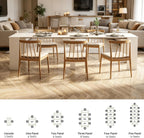 Expandable Dining Room Table, Extendable Table for 10-12 People, Folding Console Table, Space Saving Kitchen Table for Apartment, Pure White