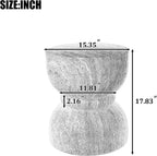 Outdoor Side Table, Round Waist End Table Indoor Imitation Natural Stone Texture Small Table for Living Room Patio Porch Garden Stool, Weather-Resistant