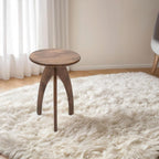 Jofran Aero Round Mid-Century Modern Solid Wood Accent End Table, Side Table for Living Room Bedroom, Small Nightstand, Chestnut