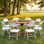 Folding Chairs 2 Pack,350 lbs Heavy Duty Metal Frame Folding Chairs with PU Leather Padded Seat,Ergonomic Portable Foldable Chair with Non-Slip Rubber Feet for Indoor Outdoor Wedding Patio Party,White