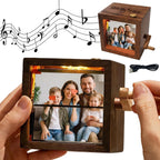 Custom Flip Photo Book, Personalized 8 or 16 Photo Flip Box Frame Animation Machine, Custom Hand-crank Flipbook Box Album with Light, Music, Gifts for Fathers Day Birthday (Walnut)