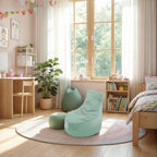FDP Velvet and Vinyl Trendy Bean Bag, Children's Furniture for Bedroom, Playroom, Daycare, Preschool or Classroom, 2-Pack - Aloe