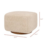 Babyletto Kiwi Gliding Ottoman in Chai Shearling with Dark Wood Base, Greenguard Gold and CertiPUR-US Certified