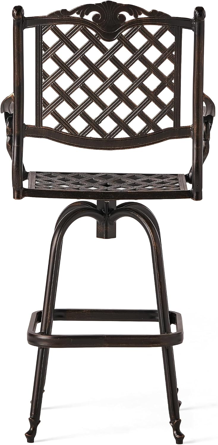 Christopher Knight Home Avon Outdoor Cast Aluminum Bar stool, Shiny Copper