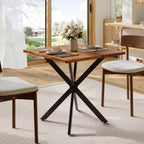 Unovivy 31.5" Small Square Dining Table for 2-4, Space Saving Kitchen Dinner Table, Industrial Compact Modern Dining Room Desk for Kitchen, Apartment, Rustic Brown