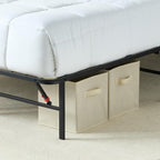 Amazon Basics Bed Frame with Storage, Foldable Metal Platform, Sturdy Steel, No Box Spring Needed, 14-inch High, Tool-Free Setup, Noise Free, Easy Assembly, Queen Size, Black