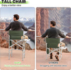 Magshion Tall Director Chair for Vendors & Makeup Artists, 31" Seat Height, 250 lbs Capacity, Portable Folding Chair w/Side Table, Side Pocket & Cup Holder for Booths, Craft Fairs, Camping, Dark Green