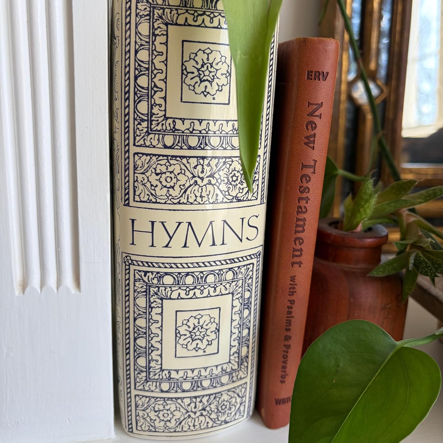 Steel Mill & Co Original Book-Shaped Decorative Vase, Ceramic Vases for Home Decor, Cute Christian Bookshelf Decor, Unique Vase for Book Lovers (Large - Hymnal)