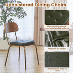Dining Chairs Set of 4, Upholstered Mid-Century Faux Leather Cushion Seat & Metal Legs with Wood Backrest Easy Assembly Stackable Chairs for Living Room, Kitchen, Restaurant - Dark Green