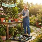 Plant Repotting Mat for Plants, Gardening Hand Tools for Gardeners, Oxford Printed Cloth, 29.5x29.5in(75x75cm)