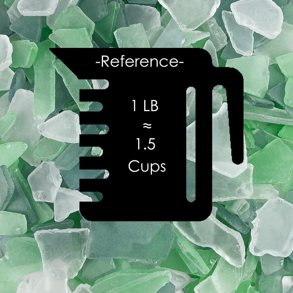 CYS EXCEL Sea Glass 24 Ounces Palm Green & Light Green & Clear Mix | Multiple Color Choices Crushed Glass Vase Filler | Aquarium Nautical Décor for Art Crafts Flat Frosted Dyed Color Stone
