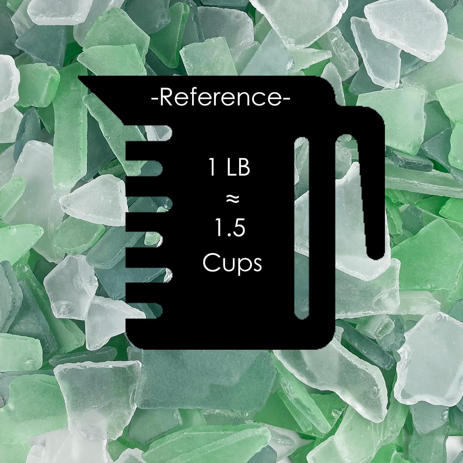 CYS EXCEL Sea Glass 24 Ounces Palm Green & Light Green & Clear Mix | Multiple Color Choices Crushed Glass Vase Filler | Aquarium Nautical Décor for Art Crafts Flat Frosted Dyed Color Stone