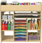 GDLF Kids Art Table and Chairs Set, Craft Desk with Large Storage and Portable Art Supply Organizer for Children Ages 8-12, 47" L x 30" W