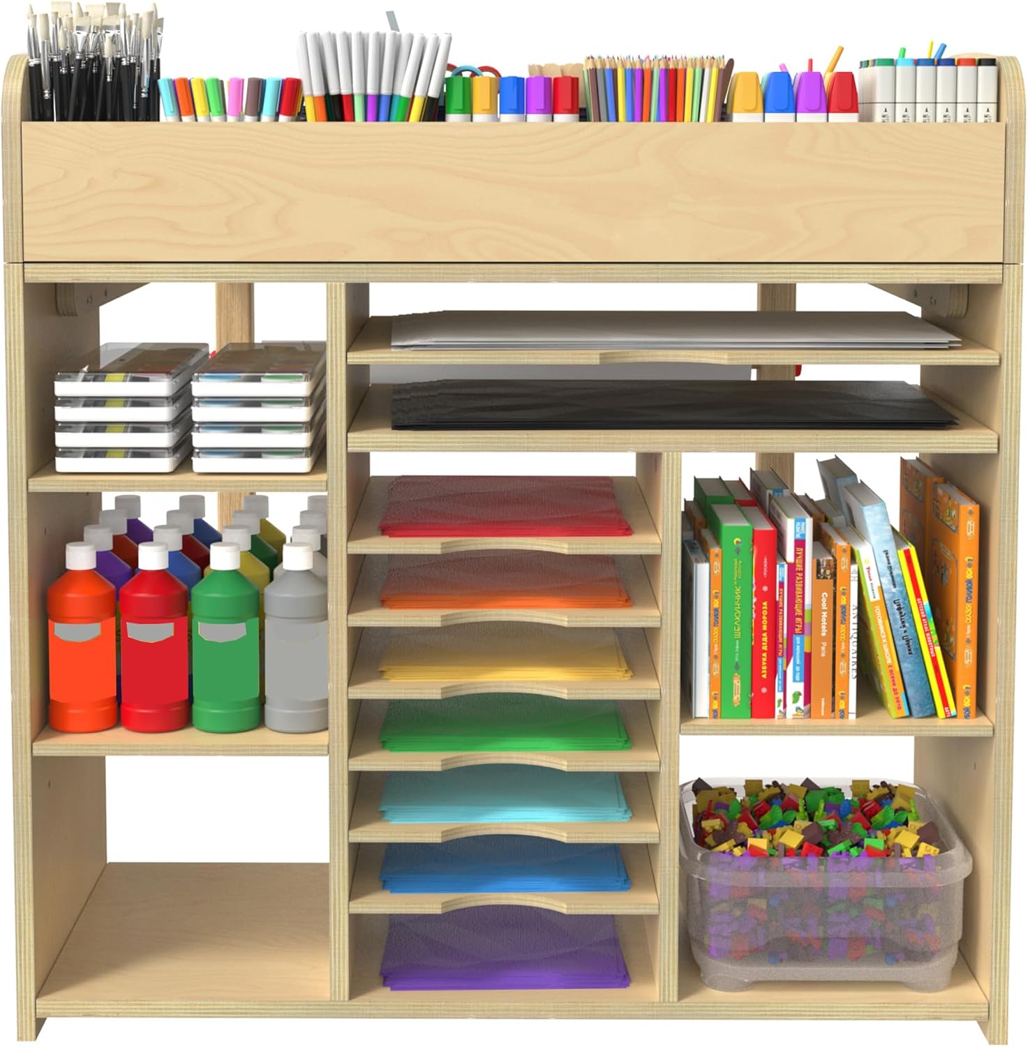 GDLF Kids Art Table and Chairs Set, Craft Desk with Large Storage and Portable Art Supply Organizer for Children Ages 8-12, 47" L x 30" W