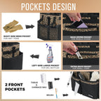 SCAVATA Compact Wearable Cleaning Caddy, Small Cleaning Supplies Organizer with Handle & Shoulder Straps for Housekeepers, under Sink & Car Cleaning Tool Organizers Bag (Leopard)