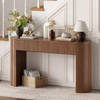 55 Inch Console Table with 2 Drawers, Fluted Entryway Tables with Storage, Sofa Table Behind The Couch, Hallway Tables, Mid-Century Modern Foyer Table for Entryway, Hallway, Living Room, Walnut