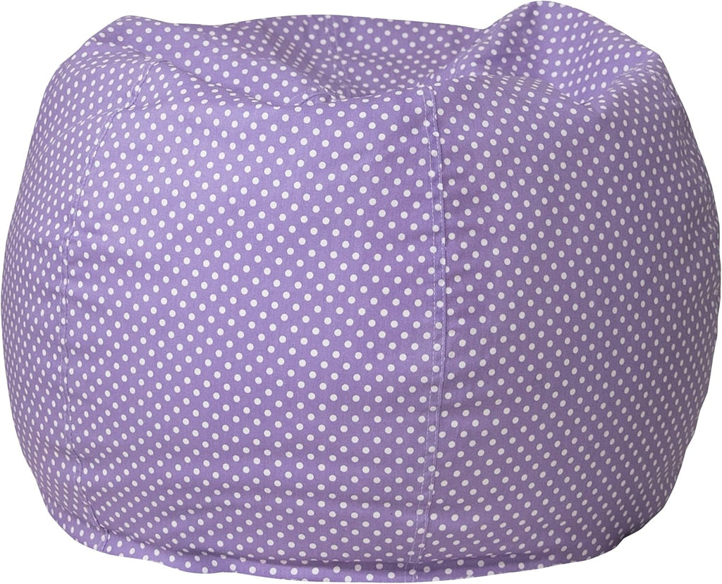 Flash Furniture Dillon Small Bean Bag Chair for Kids and Teens, Foam-Filled Beanbag Chair with Machine Washable Cover, Lavender Polka Dot | Refillable, Durable Cover, Indoor Use, All Ages