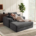 Busaurus 60'' Oversized Chaise Lounge Chair Indoor with Ottoman, Convertible Boneless Sofa Bed & Corduroy Reading Chair for Living Room & Bedroom, No Assembly Required