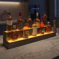 Cubehom LED Liquor Display Shelf, Freestanding Bar Cabinet with 2-Tier Adjustable Glass Shelves, Modern Floor Standing Wine & Spirit Storage Rack for Home Bar, Restaurant