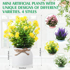 Cindeer Large Artificial Potted Flowers Fake Potted Plants Plastic Faux Flowers for Home Decor Indoor Artificial Plants in Pots for Wedding Home Desk Tabletop Outdoor Office Kitchen (4 Pcs,Rustic)