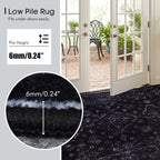 8x10 Area Rugs for Living Room, Machine Washable Rugs, Black Modern Neutral Rug Stain Resistant, Low Pile Non Slip, Boho Large Carpet for Bedroom Dining Room Nursery Dorm Indoor Office-Black 8'x10'