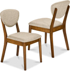 Best Choice Products Dining Chairs Set of 2, Mid-Century Modern Upholstered Wood, Armless w/Seat Cushion, Padded Backrest - Walnut/Oatmeal