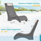 HDPS Pool Lounge Chairs Set of 2, Use in Pools Lounge Chairs up to 10-Inches of Water, Chaise Chairs with Headrest, Lounge Chair Outdoor, Fade-Resistant Pool Lounger for Deck