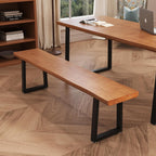 Durable Solid Wood Top Bench with Sturdy Metal Legs – Versatile Dining & Office Seating - Multi-Size Options Ideal for Living Room, Dining Room, and Home Office(Dark yellowbench, 70.87in)