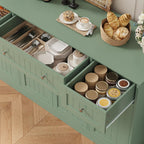 HITHOS 55" Sideboard Buffet Cabinet with Storage, Modern Kitchen Buffet Storage Cabinet with Drawers, Wood Coffee Bar with Adjustable Shelves, Large Sideboard for Kitchen, Living Room, Green