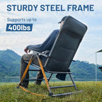 Timber Ridge Oversized Folding Rocking Camping Chair, Padded Outdoor Rocker with High Back, Portable Outdoor Chair for Patio, Garden, Lawn, Supports up to 400 lbs, Blue