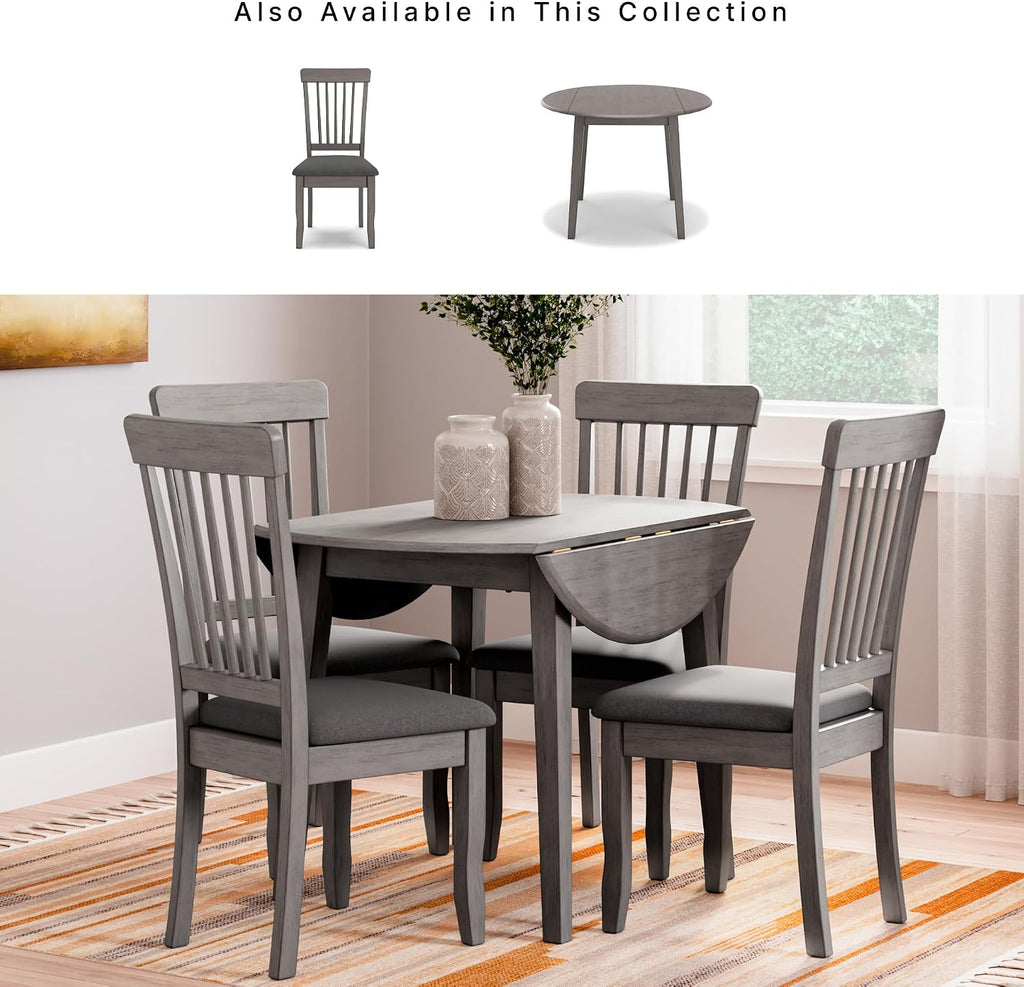 Signature Design by Ashley Shullden Upholstered Dining Chair, Set of 2 | Hardwood solids frame in medium gray, Easy-clean charcoal polyester over foam, Space-saving armless slat-back design
