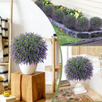 Artificial Plants Bushes for Outdoors, 2 Pack 25.6" Faux Topiary Ball Trees Lavender Plants with Stakes/Spikes for Outside, UV Resistant Fake Greenery for Front Porch, Garden, Yard (Purple, Green )