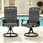 Patio Swivel Chair Set of 2, High Back Textilene Patio Chairs, Swivel Dining Chairs for Outdoor – 360° Swivel Rocker Chair, All-Weather Metal Frame for Porch, Garden, Deck, Poolside (Gray-2, 2PC)