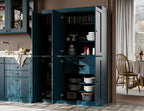 Palace Imports Solid Wood Kitchen Pantry Cabinet - 71.5" H x 48.5" W – Wooden Storage Cabinet w/ 6 Shaker Doors, 2 Drawers & 8 Adjustable Shelves – Teal Blue, 100% Eco-Friendly Wood, Made in Brazil