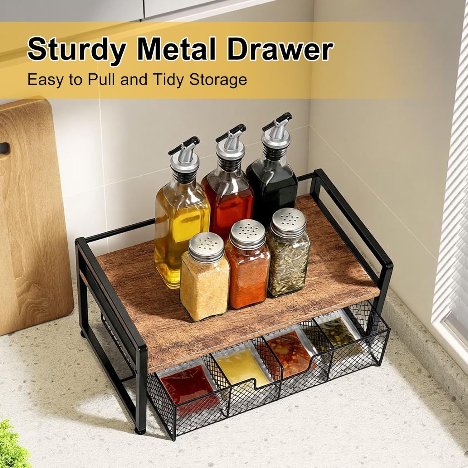Tea Bag Organizer Wood Tea Organizer with 8 Compartments Storage Chests Tea Station Chest Display Container Box for Countertop Kitchen