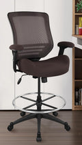 BOLISS 400lbs Mesh Ergonomic Drafting Chair,Tall Office Chair, Standing Desk Chair,Height Adjustable Armrest,Lumbar Support,Foot Ring,Swivel Computer Task Chair(Brown)