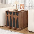 Bifins 24inch Large Square End Table with Storage,Mid Century Modern 2 Door Sofa Side Table with Shelf for Living Room Office