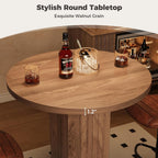 IRONCK Round Bar Table, 39.4" H Wood Bistro Pub Table with Metal Ring Footrest for Coffee Cocktail Dining Living Room, Bar Studio Apartment and Small Space, Brown(Only Table)