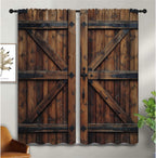 Country Farmhouse Door Boy Girls Blackout Curtains,Rustic Wood Vintage Farm Wooden Barn Door, 2 Panel Rod Pocket Thermal Insulated Drapes for Bedroom, Living, Kids Teen Room Deco 42x45 inch
