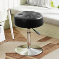 Youtanic Vanity Stool with Adjustable Height, 360°Swivel Ottoman Chair for Adults, Round Padded Makeup Stool with Stable Support for Vanity Bedroom, Bathroom, Dorm, Black