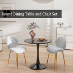 Round Dining Table Set, 31.5'' Modern Dining Table Set for 2, Dining Room Round Table and Chairs Set, 3 Piece Kitchen Table and Chairs Set for Kitchen Dining Room, Office, Coffee Shop