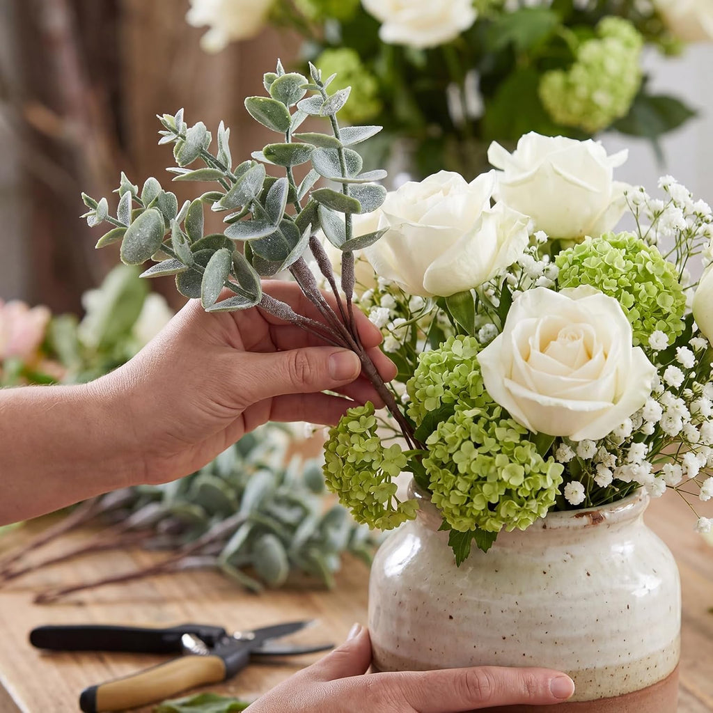 60 Pcs Mini Eucalyptus Stems 6 Inch Artificial Greenery Stem for DIY Bridal Wedding Vase Bouquet Floral Arrangement Centerpiece Baby Shower Home Table Decor Floating Candles