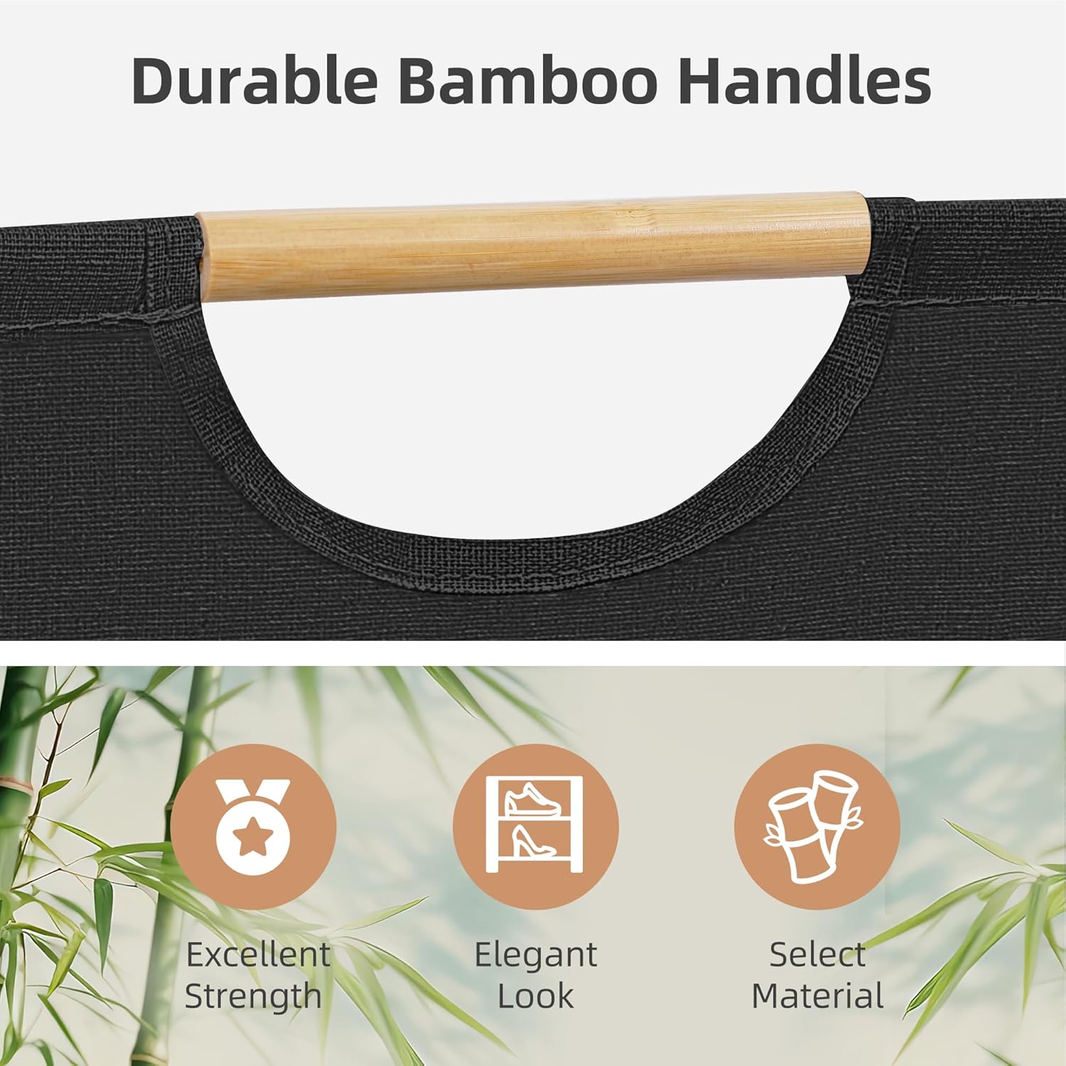 STORAGE MANIAC 2-Pack Large Laundry Hamper, 100L (26.4 Gal) Collapsible Laundry Basket with Bamboo Handles, Freestanding Waterproof Clothes Hamper for Laundry Room, Bedroom, Dorm, Towels, Black